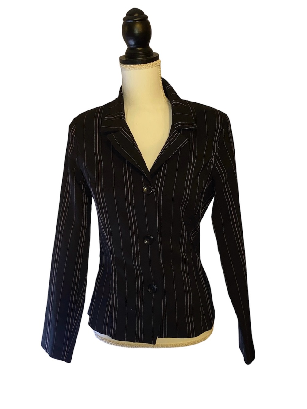 I.N. San Francisco Pinstripe Blazer Pink Black Stripes Y2K 1990’s Vintage Jacket